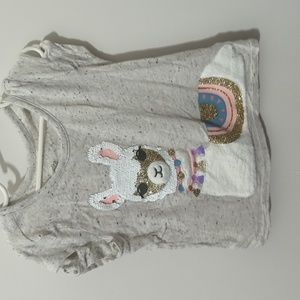 Justice girls llama sequin tee